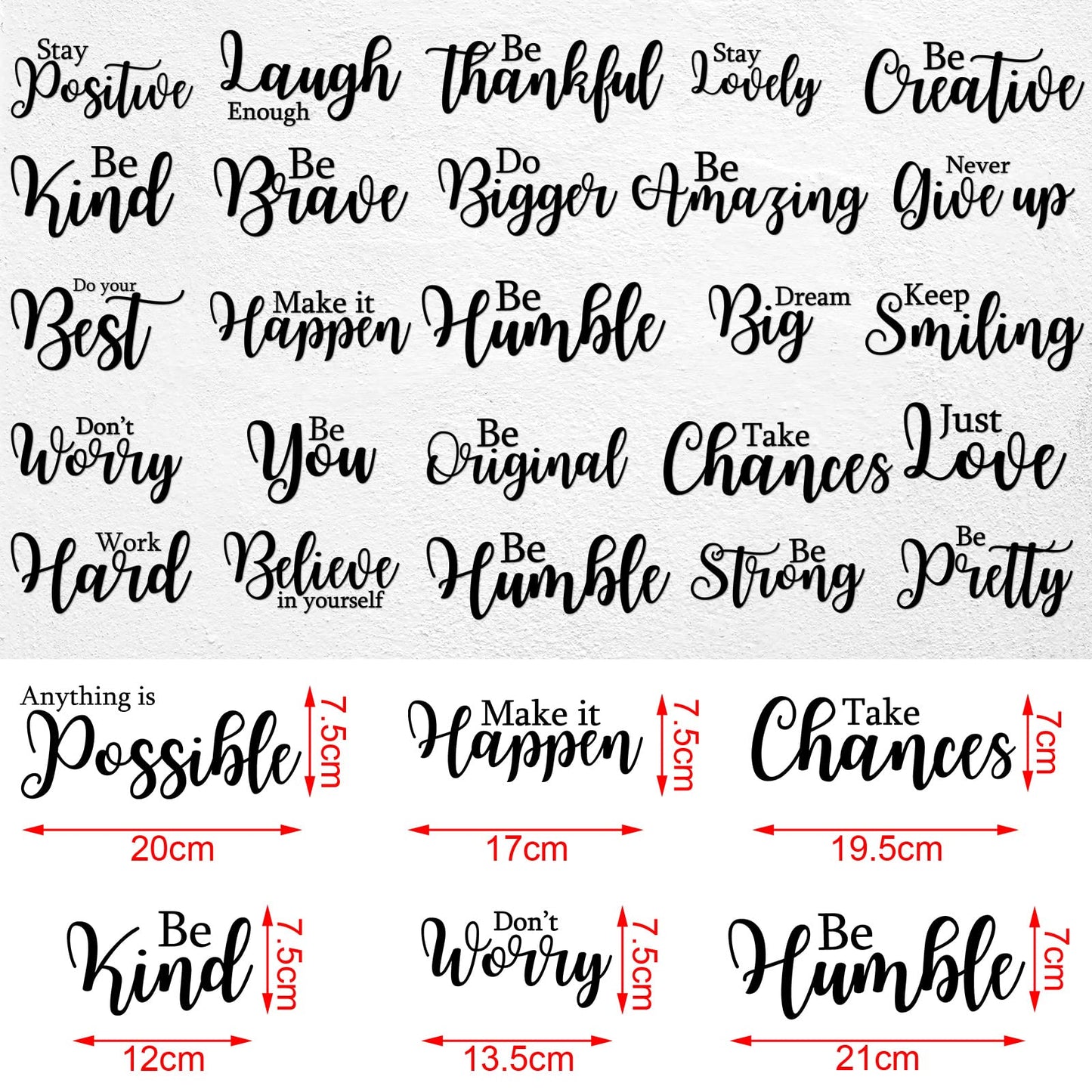 Leinuosen 25 Pcs Inspirational Wall Decal Motivational Quote Peel and Stick Vinyl Wall Quotes Stickers Removable Positive Saying for DIY Bedroom Living Room Office Art Decor