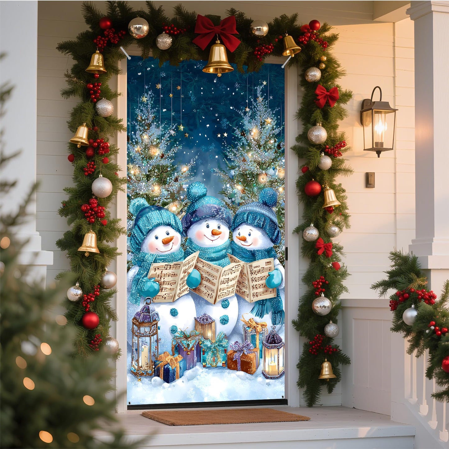 Merry Christmas Banner Door Cover 6 x 3 ft, Christmas Decorations for Party Banners, Xmas Winter Holiday Background Home Decor (Snowman)