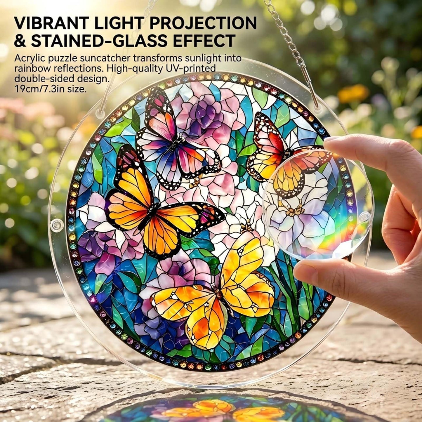 Acrylic Jigsaw Puzzle Suncatcher, 83 Pieces Sun Catcher Puzzle for Adults, Stained Glass Window Hanging, DIY Acrylic Puzzle Home Decor Gift for Women Men Mom (1, 02)