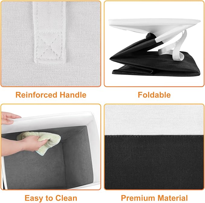 TasticTotes laundry basket 3-Pack, laundry hamper, Hamper with handles, collapsible laundry baskets, Waterproof dirty clothes hamper, Towel Storage for Home or Dorm, 75L-Black