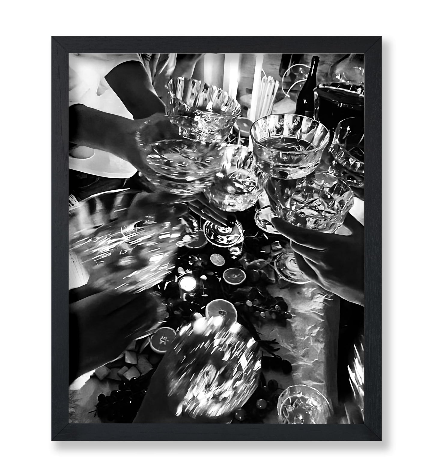 Poster Master Cocktail Party Poster - Cheers Print - Alcohol Art - Bar Cart Print - Black and White Design - Photography Illustration - Kitchen or Restaurant Wall Decor - 8x10 UNFRAMED Wall Decor