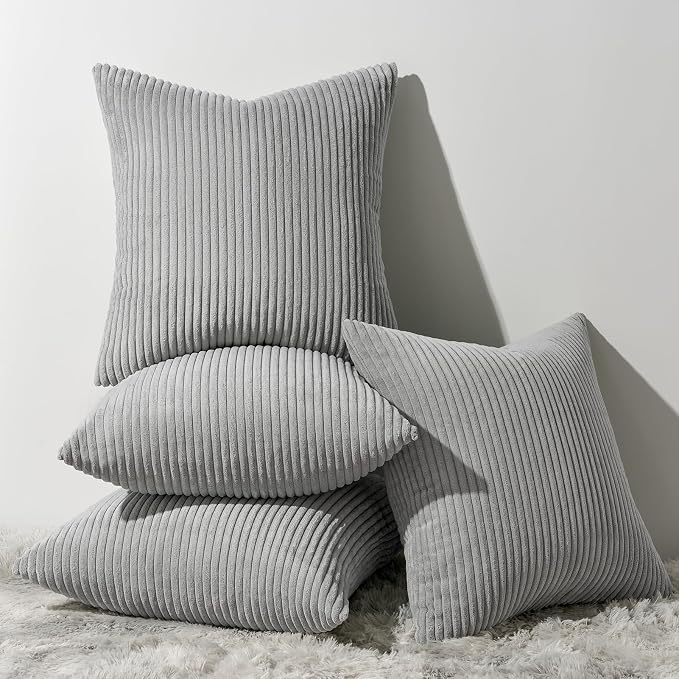 Topfinel Decorative Grey Throw Pillow Covers Cushion Cases, Set of 4 Soft Velvet Modern Double-Sided Designs, Mix and Match for Home Decor, Pillow Inserts Not Included (20x20 inch)