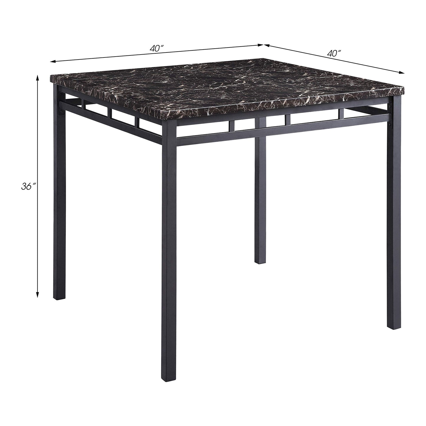 Lexicon Ellis 5-Piece Dining Table Set, Dining Room Table Set for 4, Counter Height Dining Table with 4 Metal Frame Chairs with Faux Leather Seats for Kitchen, Bar, Breakfast Nook, Small Space, Black