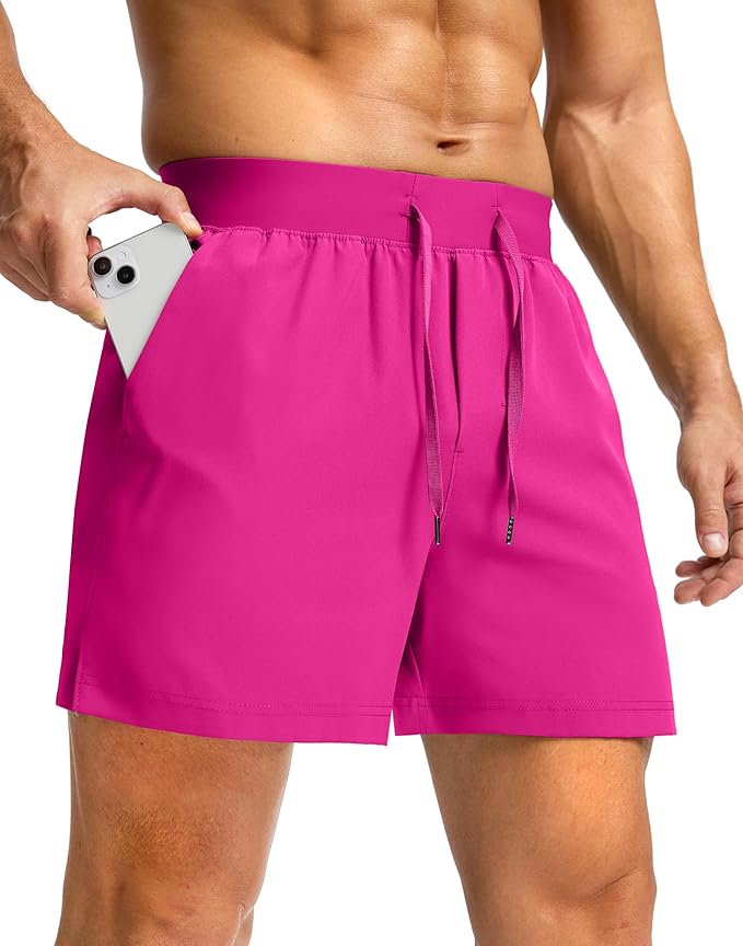 Men's Running Shorts with Zipper Pockets 9 Inch/ 7 Inch / 5 Inch Lightweight Quick Dry Gym Workout Athletic Shorts for Men(5 inch)