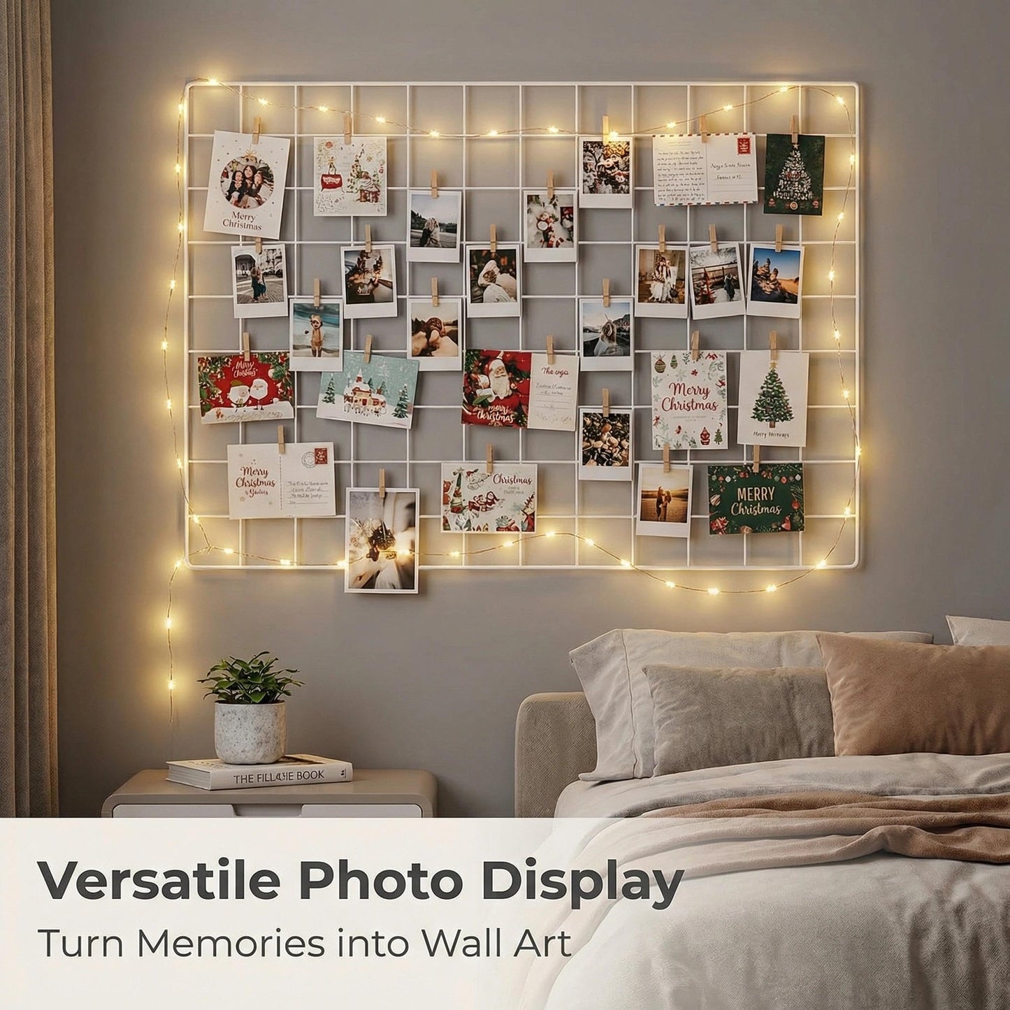 Kaforise Wire Wall Grid Panel, Multifunction Painted Photo Hanging Display and Wall Storage Organizer, Pack of 2, Size 25.6" x 17.7" White