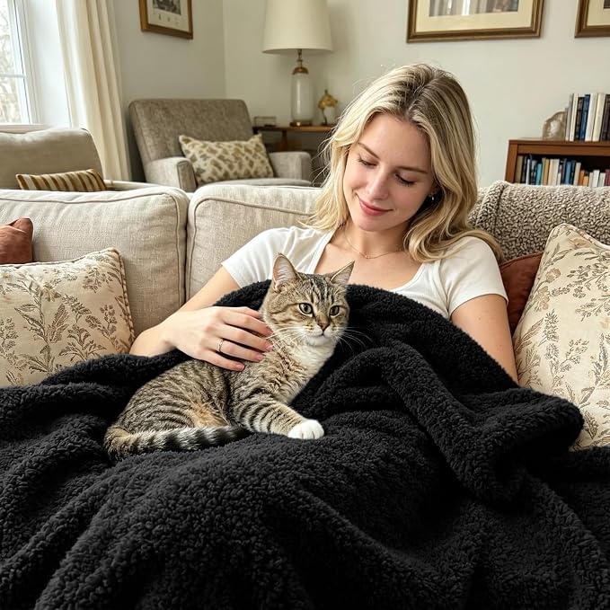 Exclusivo Mezcla Fleece Bed Blankets Queen Size, Ultra Soft, Lightweight and Fuzzy Black Blanket for Women, Home Decor, 90x90 Inches
