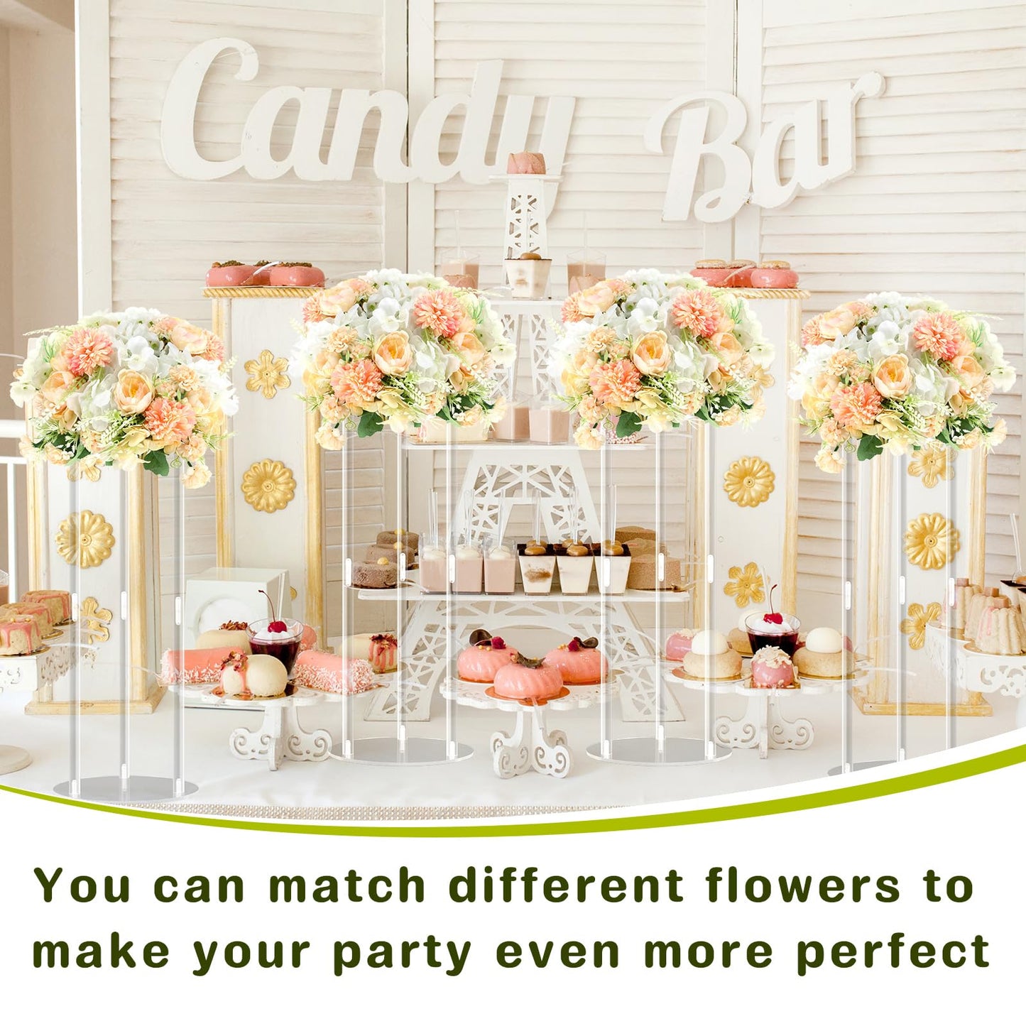 Teenyyou 6 Pcs 20 Inch Tall Acrylic Vase Wedding Centerpieces Clear Flower Stand Acrylic Centerpiece Stand Floral Vase Elegant Display Holder for Wedding Birthday Party Table Decorations