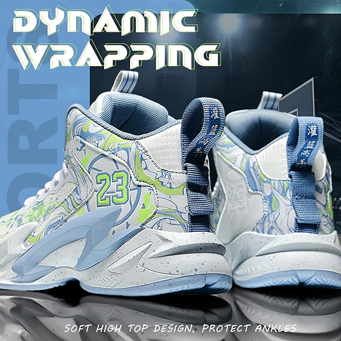 Men's Basketball Shoes Breathable Anti Slip Fashionable Graffiti Training Shoes Outdoor Shoes