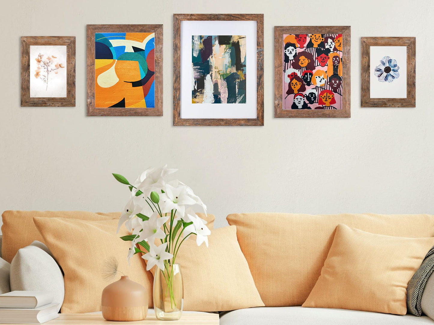 Califortree 5x7 Picture Frame - Can Display Photo 4x6 with Mat, Wood Frame with Shatterproof Plexiglass, Wall & Tabletop Display, Rustic Brown
