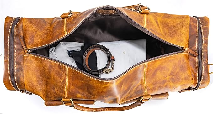 KomalC 24 inch Duffel Bag Travel Sports Overnight Weekend Leather Duffle Bag for Gym Sports Cabin Holdall bag
