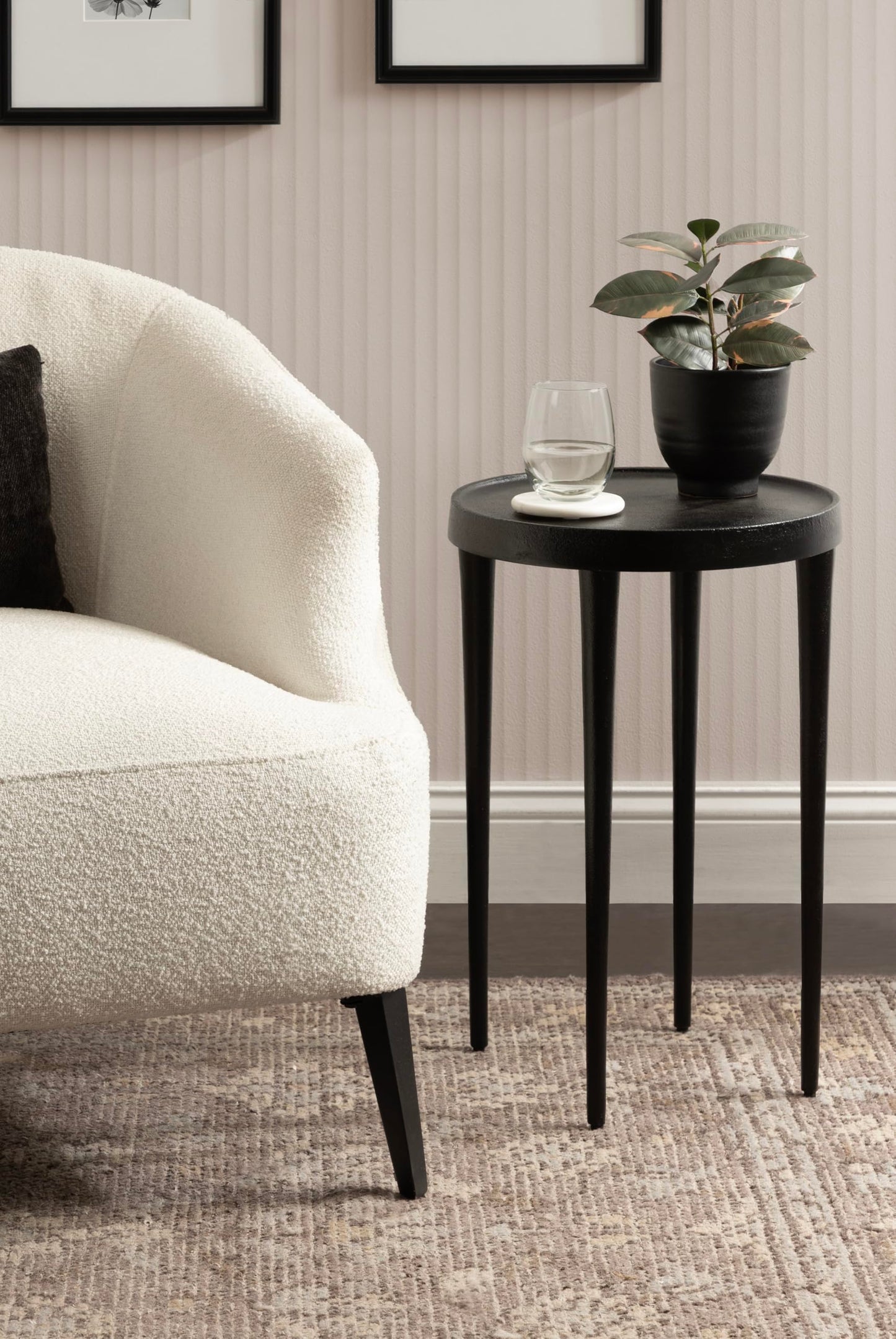 Kate and Laurel Rava Modern Metal Round Side Table, 14 x 14 x 22, Black, Cast Aluminum Accent Table for Use as Indoor Plant Stand or Living Room Decor Piece