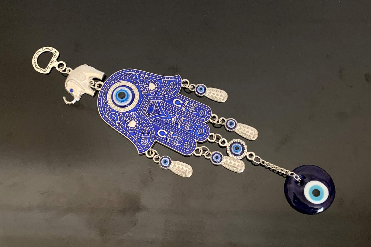 Betterdecor Blue Evil Eye Hamsa Hand Hanging Charm Decoration for Home Office Car -028