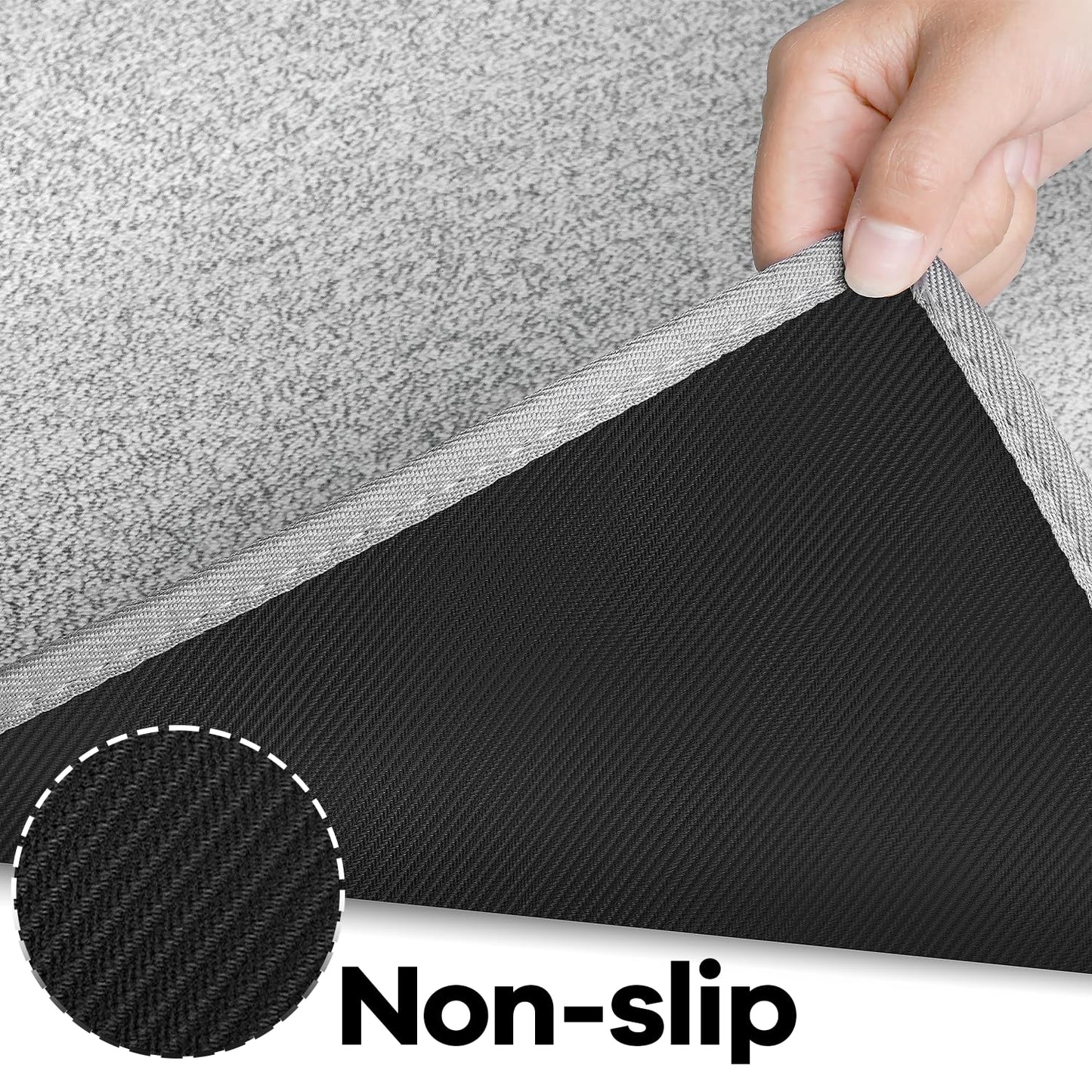 Area Rug with Non Slip Rubber Backing, Washable Soft Floor Carpet for Living Room, Kitchen, Entryway Indoor, Bedroom, Laundry, Low Pile Area Rugs, Solid Color with Pointillism Style, 3 * 5 ft Grey