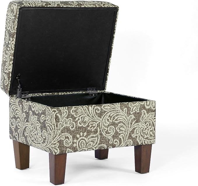 Spatial Order Home Decor | Dinah Collection Modern Storage Ottoman | Ottoman with Storage for Living Room & Bedroom(Brown Jacobean Print)