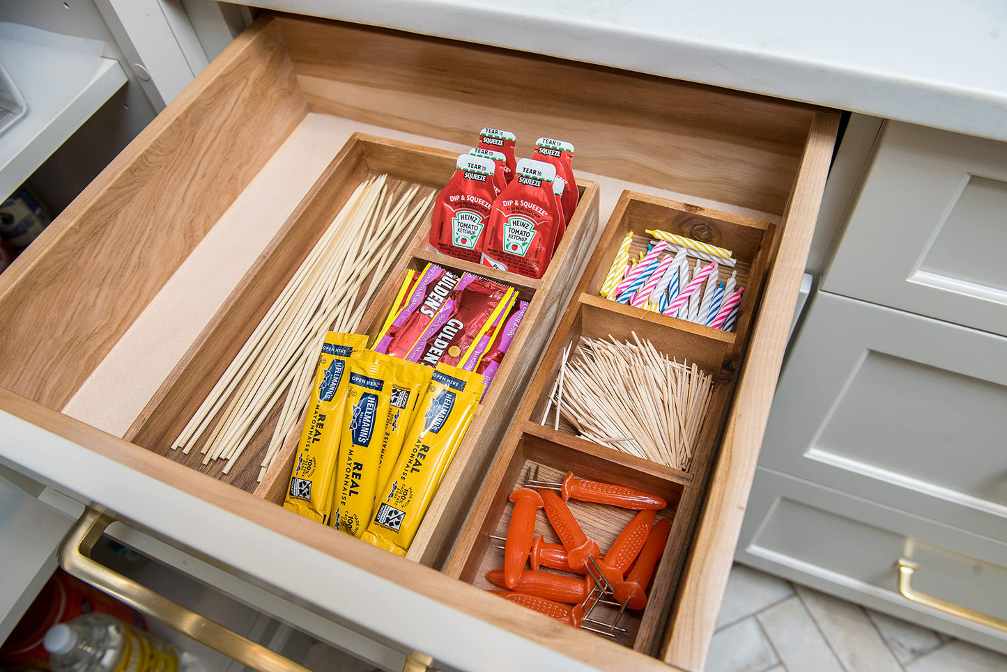Lipper International Acacia Organizer Tray, 4-Compartments, 12" x 8" x 1 3/4"
