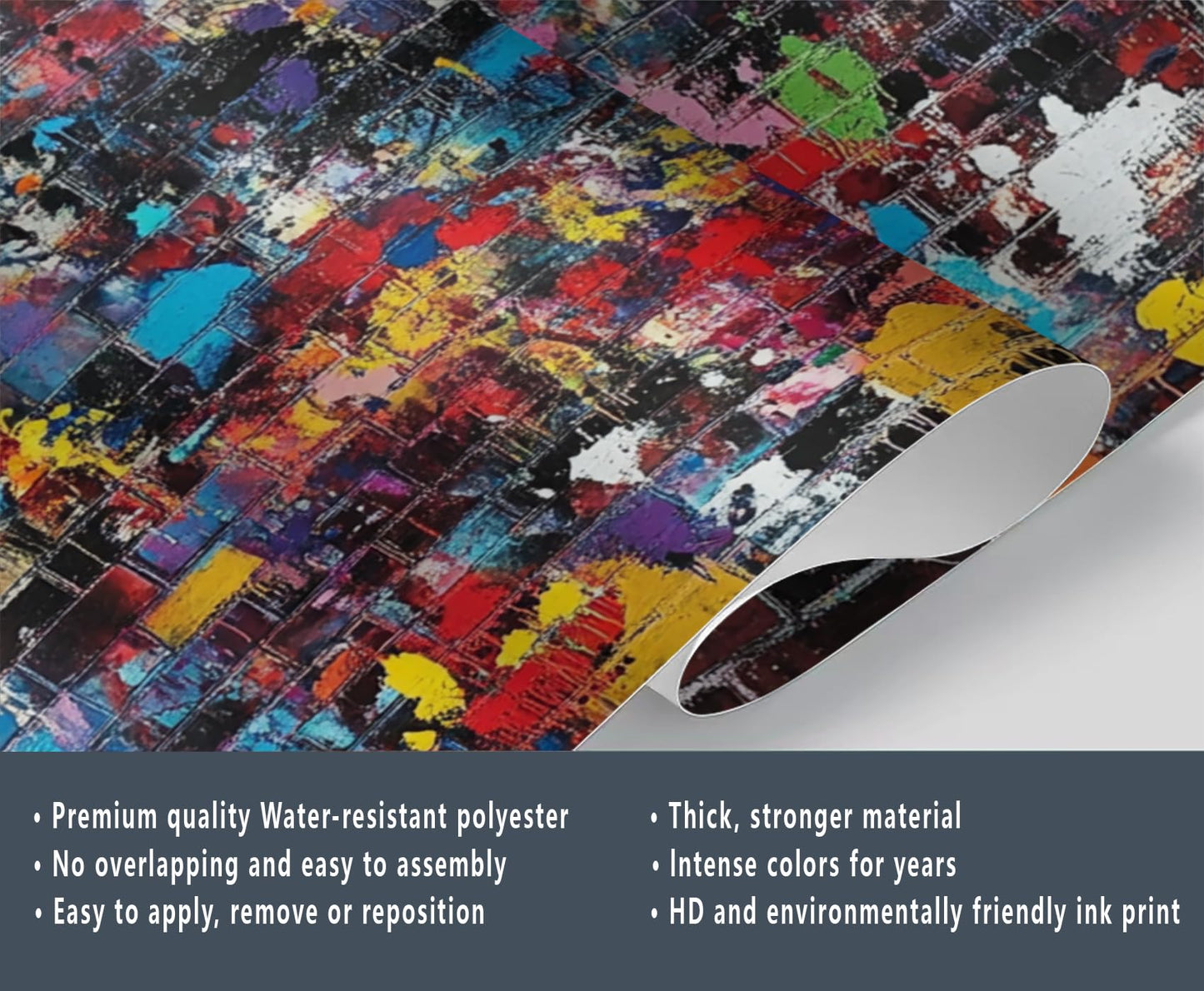 Imitation Brick Graffiti Wallpaper Mural, Cool Graffiti Photo Wall Mural, Wall Stickers Wallpaper for Teen Boys Bedroom Living Room TV Background Hotel Bar Decor - 98.4" W x 68.9" H