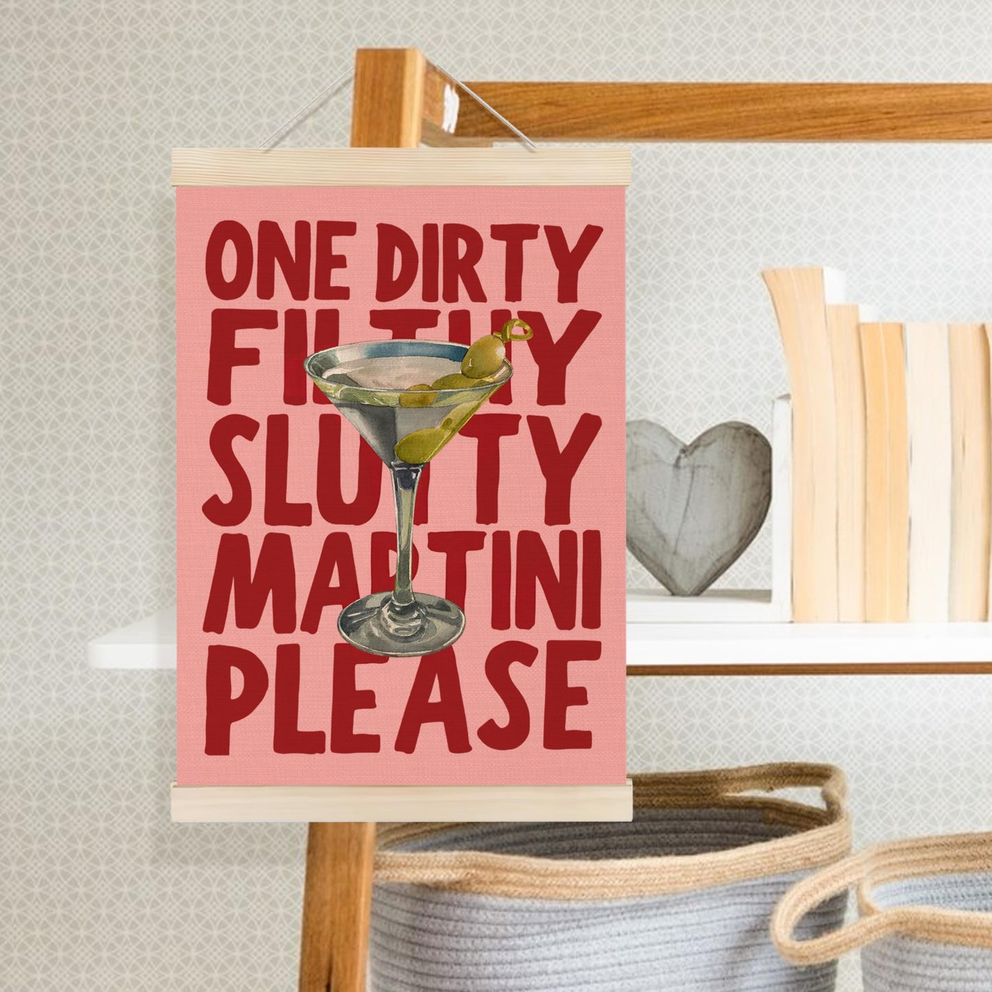 Welshower Dirty Martini Cocktail Bar Poster Hanger Frame, Gifts for Martini Lovers, Pink Trendy Cocktail Wall Art Prints Decor for Home Kitchen Bar Pub Lounge, 12x16 Inch