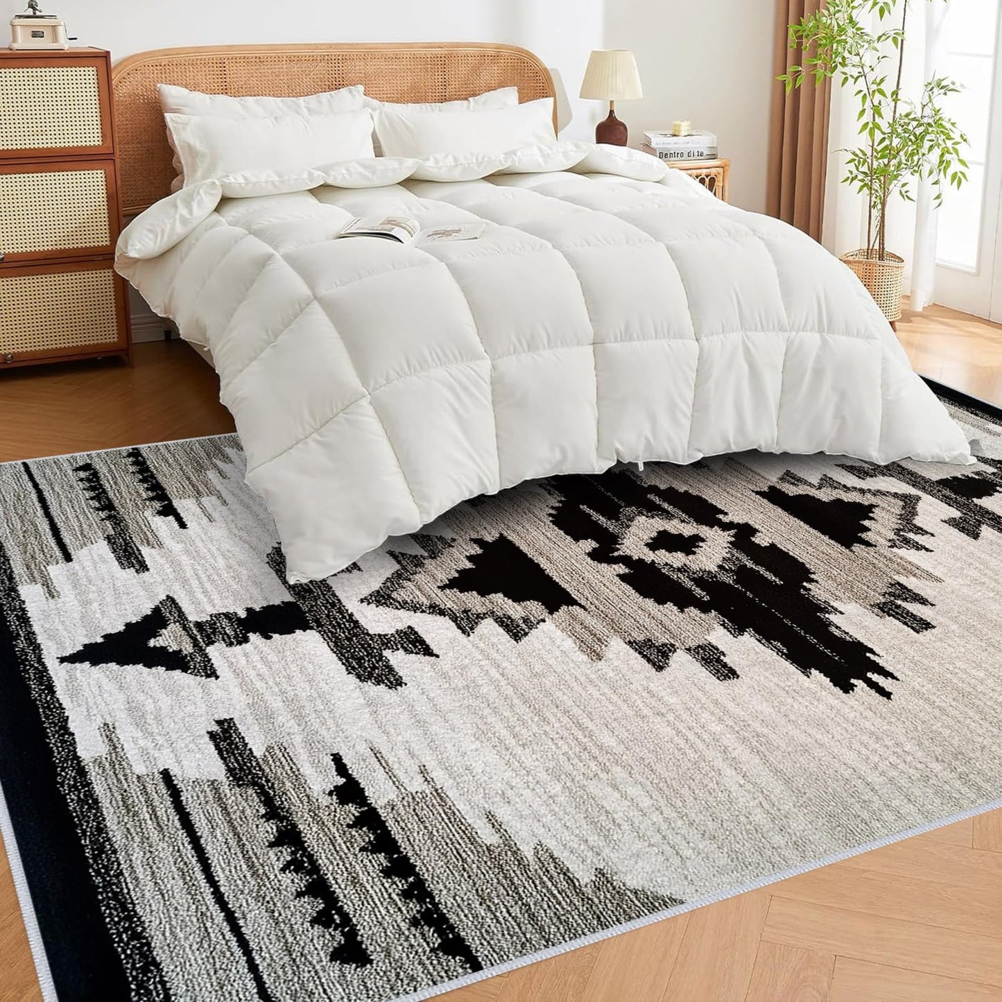 Western Area Rug Southwestern Aztec Navajo Washable 5x7 Rugs for Living Room Bedroom Southwest Tribal Gray Beige Non-Slip Soft Floor Large Carpet for Office Entryway Bathroom