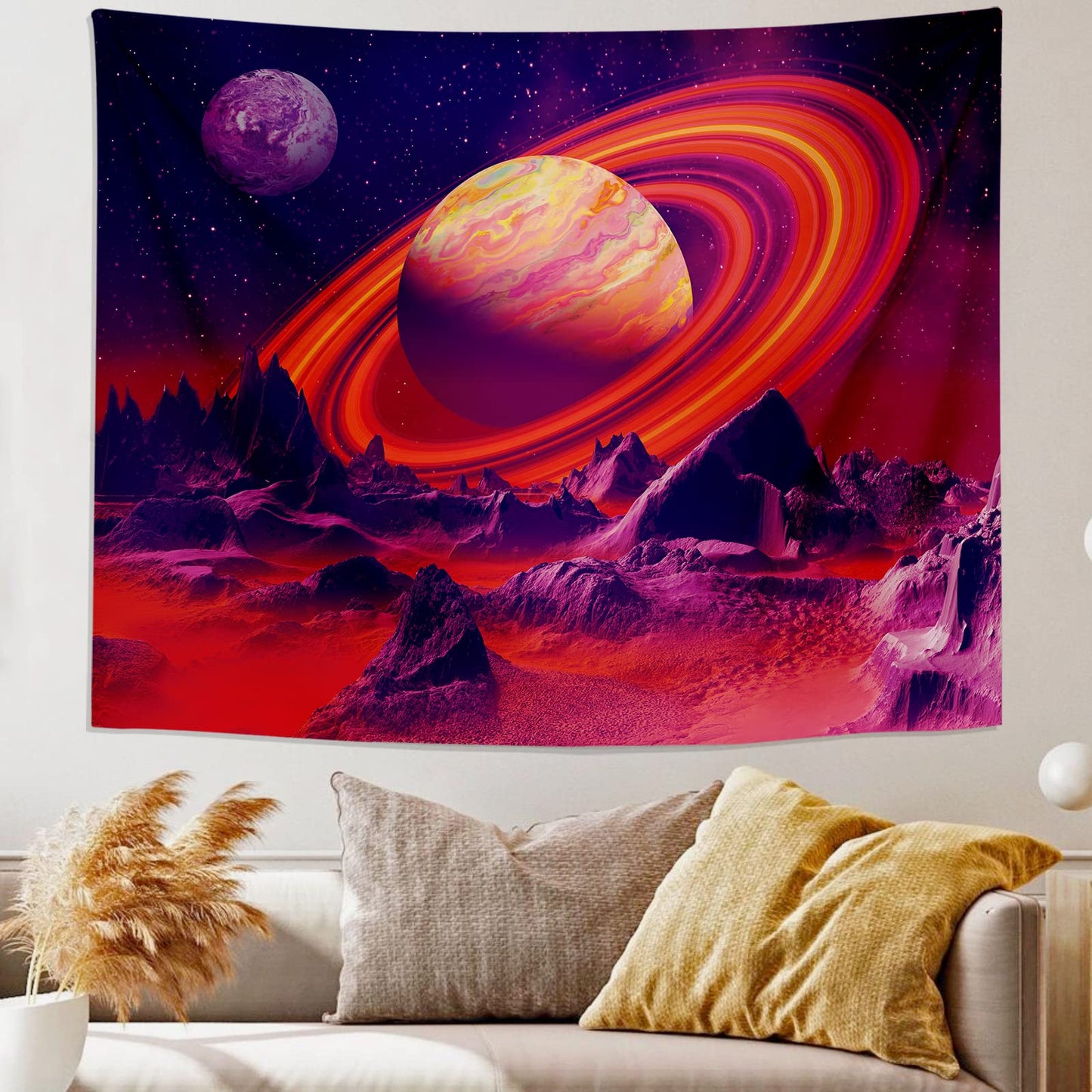 PSYHILAR Black Light Posters for Adults and Teens, Outer Space Galaxy Planet UV Tapestry Blacklight Decor Wall Hanging (40 x 30 Inches)