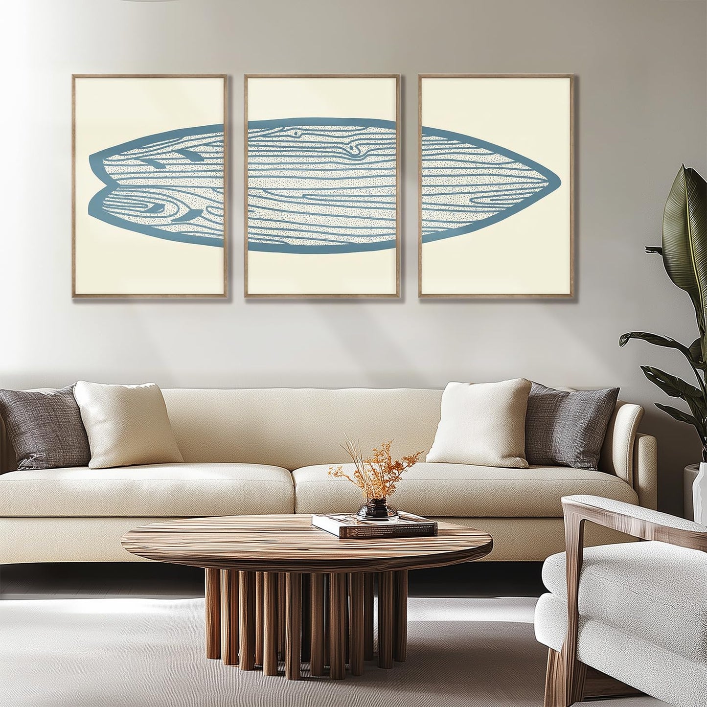AntExpanse Surfboard Wall Decor 3 Pieces Surfboard Canvas Painting Prints Art Poster, Sea and Surf Pictures for Beach House, Living Room, Bedroom Decor with Wooden Inner Frame (25x40cmx3=10x16inchx3)