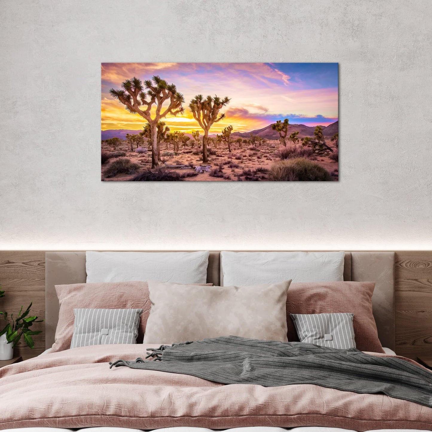 KLVOS Joshua Tree Landscape Canvas Print Southern California Desert at Sunset Pictures Wall Art Natural Artwork Painting Stretched and Framed Modern Living Room Bedroom Office Home Decor