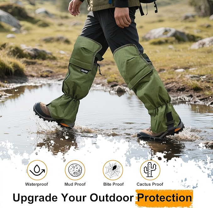 MDSTOP Adjustable Leg Gaiters, Waterproof Leg Guards for Men & Women, Snow Boot Gaiters, Lawn Care Leg Protection, for Hunting, Hiking, Fishing, Skiing, Climbing, Garden and Farm Working