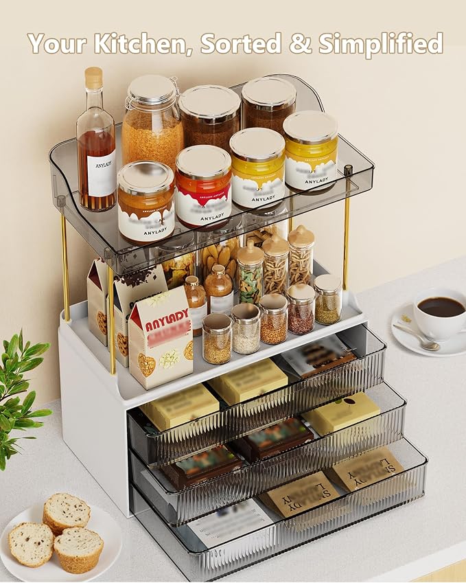 Anylady Bathroom Organizers and Storage, Makeup Organizer (Sturdy Durable Attractive), Ideal for Vanity, Countertop, Counter, Perfume, Skincare, Cabinet, Cosmetic, Dresser Organizer (Black)