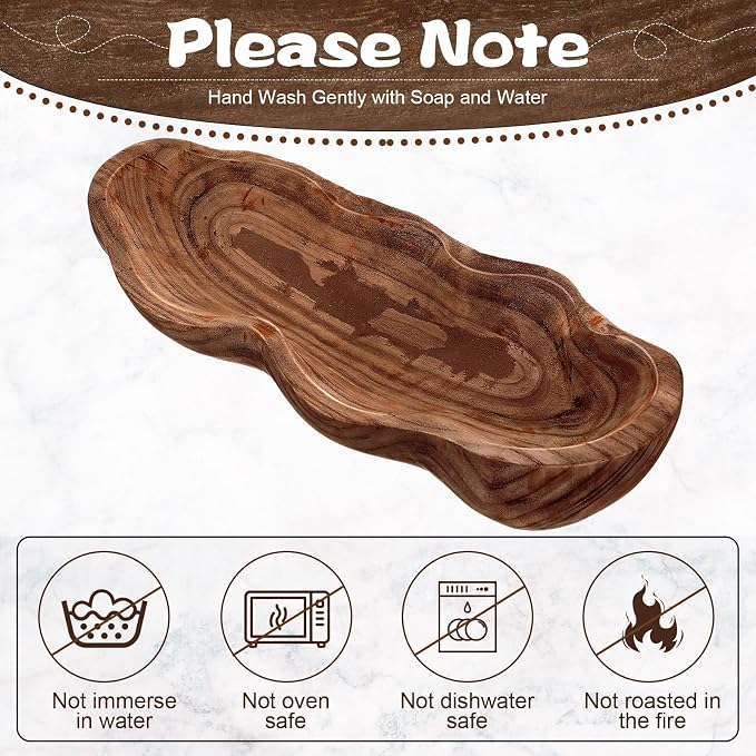 Nuogo 1 Pack 16 Inch Wavy Live Edge Dough Bowl Large Size Wood Rustic Dough Bowl Decorative for DIY Farmhouse Home Supplies Kitchen Decoration(Dark Color)