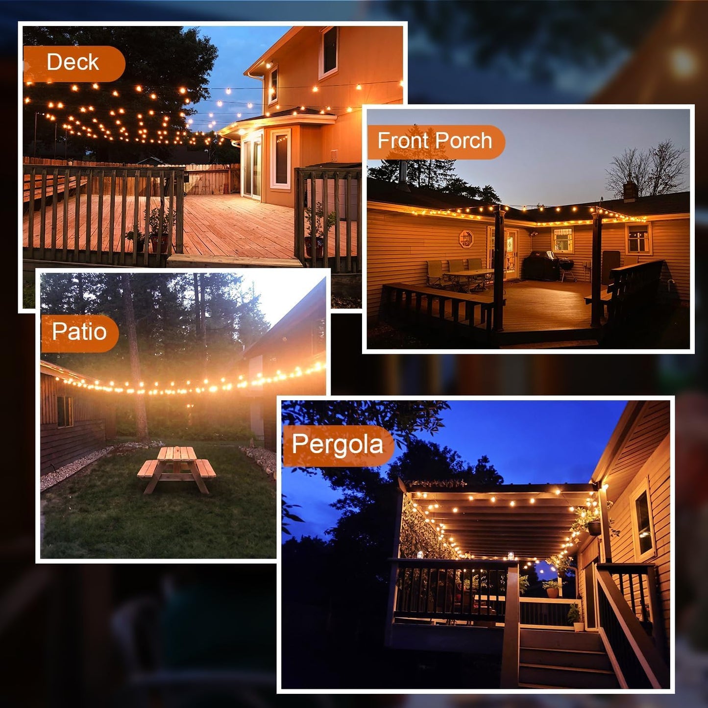 GPATIO Outdoor String Lights, 100FT G40 Bulbs Shatterproof Patio Lights, Waterproof Dimmable Hanging Outdoor Lights, Connectable LED Outside Lights for Backyard Yard Gazebo Porch Party