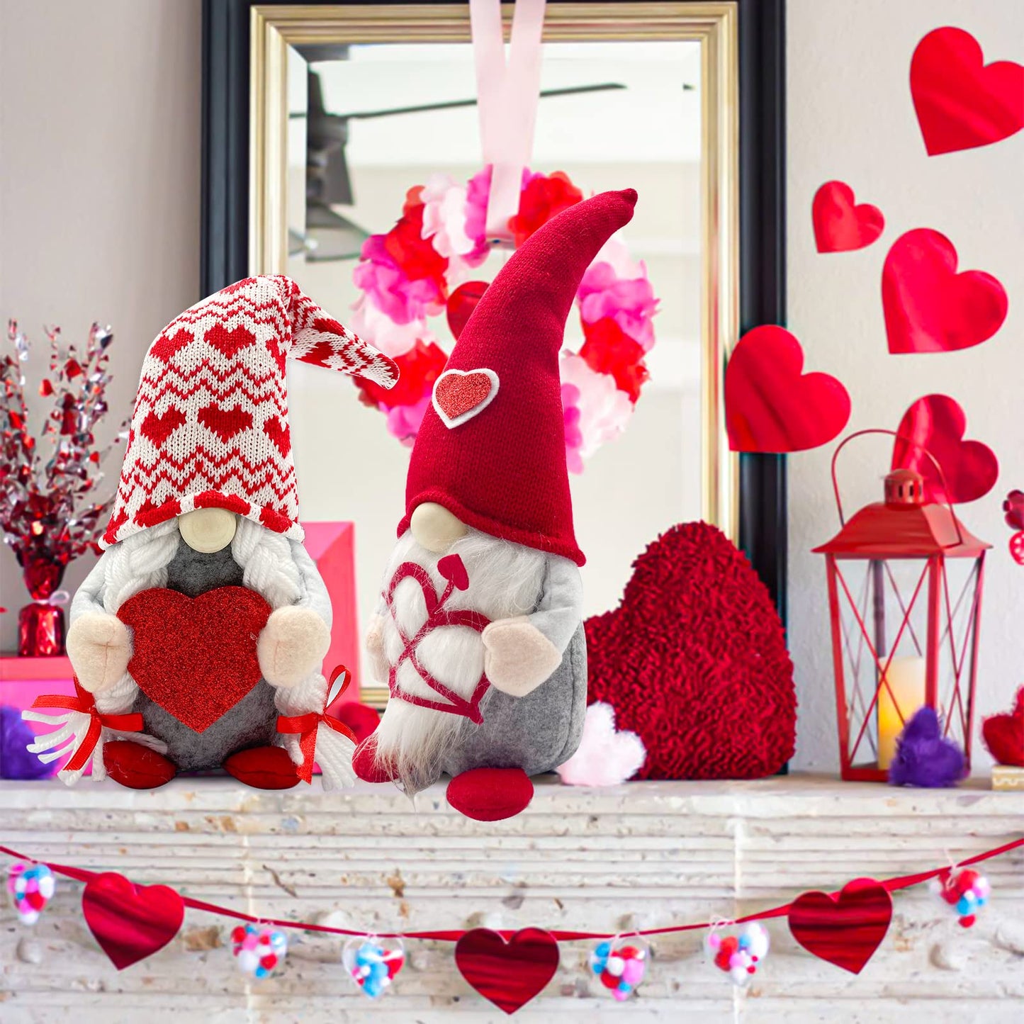 Valentines Day Decor - Valentines Day Decorations - Valentine Couple Gnomes Decorations for Home, Office - Valentine's Gifts for Her, Wife, Women, Girlfriend - Romantic Anniversary Vday Wedding Gift