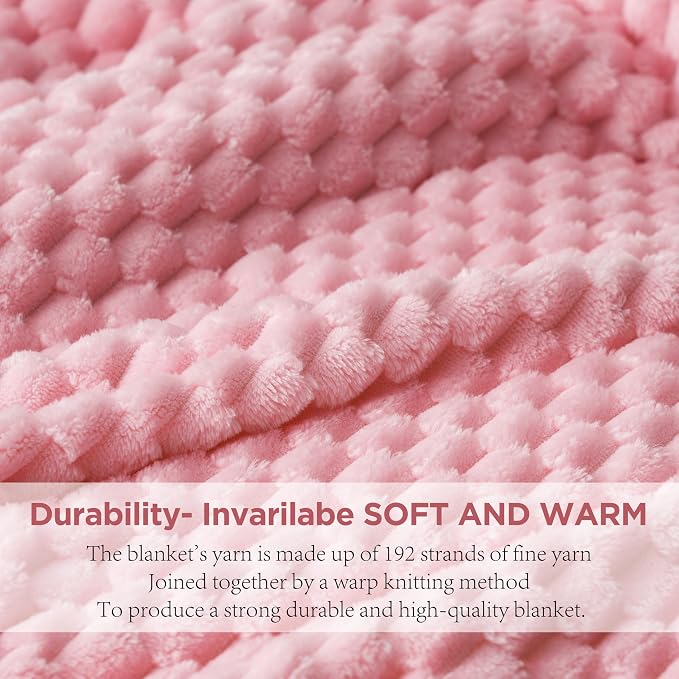 Zyrah Pink Fleece Twin for Couch Super Soft Twin Blanket 3D Imitation Turtle Shell Jacquard Decorative Cozy Blankets for Sofa Chair Bed 60x80 Inches