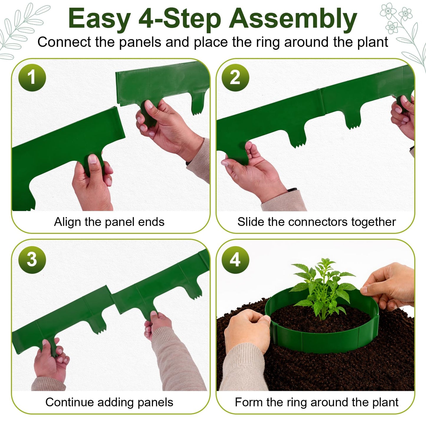 18 Panels Planting Grow Rings, Diameter Range 7-17.5 Inches, Garden Rings for Flowers, Vegetables, Seedlings, Pots, Planters and Garden Beds, Helps Separate Rock and Define Planting Spaces