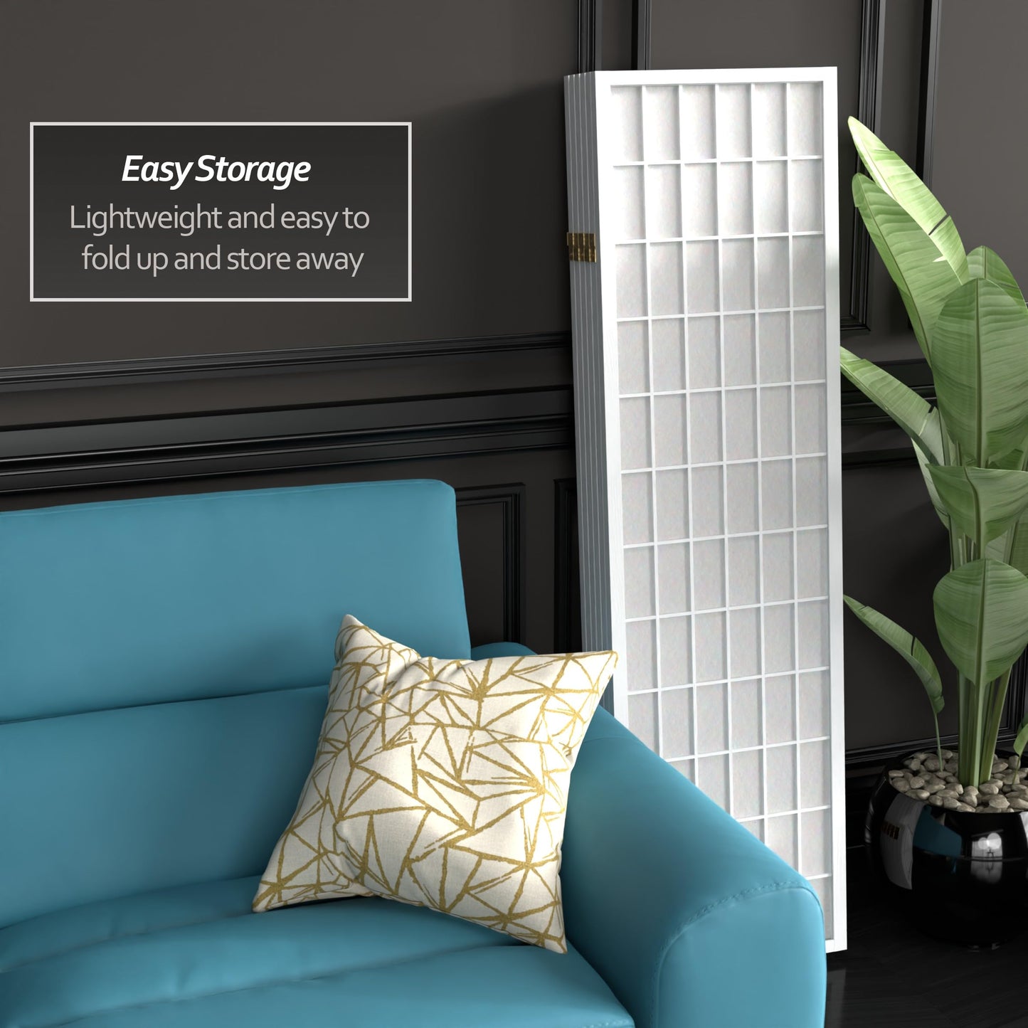 Red Lantern 5 ft. Tall Window Pane Shoji Screen - White - 6 Panels