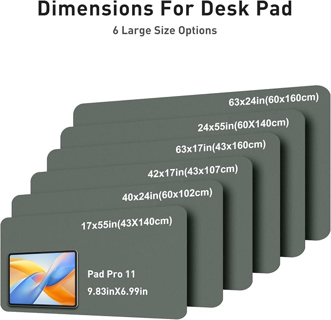 Aothia Faux Leather Desk Mat - Large Mouse Pad, Non-Slip PU Leather Blotter, Waterproof Writing Surface for Office and Home (Jungle Green, 40" x 24")