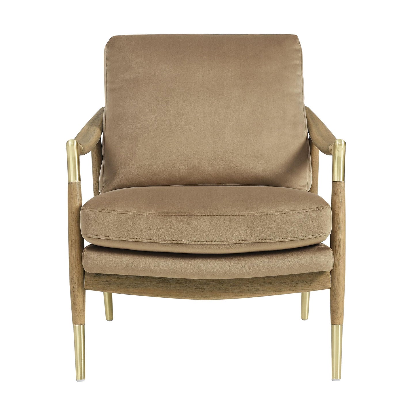 Modway Langford Stain-Resistant Performance Velvet Armchair – Mid Century Modern Velvet Chair with Wood Frame – Upholstered Accent Chair for Living Room or Bedroom
