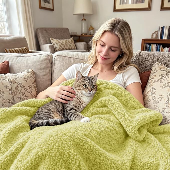 Exclusivo Mezcla Fleece Light Green Throw Blanket for Couch Sofa, Ultra Soft, Lightweight and Fluffy Blankets for Women, All Season, 50x60 Inches