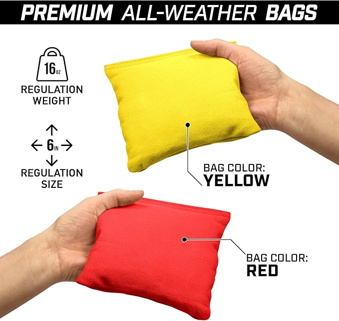 GoSports 4 ft x 2 ft Regulation Size Wooden Cornhole Boards Set - Includes Carrying Case and Bean Bags (Choose Your Colors) Over 100 Color Combinations