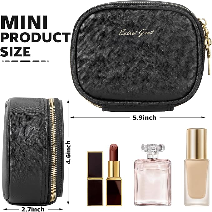 Mini Makeup Bag with Led Mirror, Small Travel Make up Bag 3 Light Modes Adjustable Brightness, for Women Organizer Cosmetic Bag, Portable Travel Train Toiletry Bag, for Pool Parties Work Touch-Ups