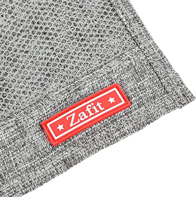 Zafit Linen 4 Pockets Bedside Caddy, Bedside Storage Organizer for Magazine, Remotes, Phone (Classic Grey)