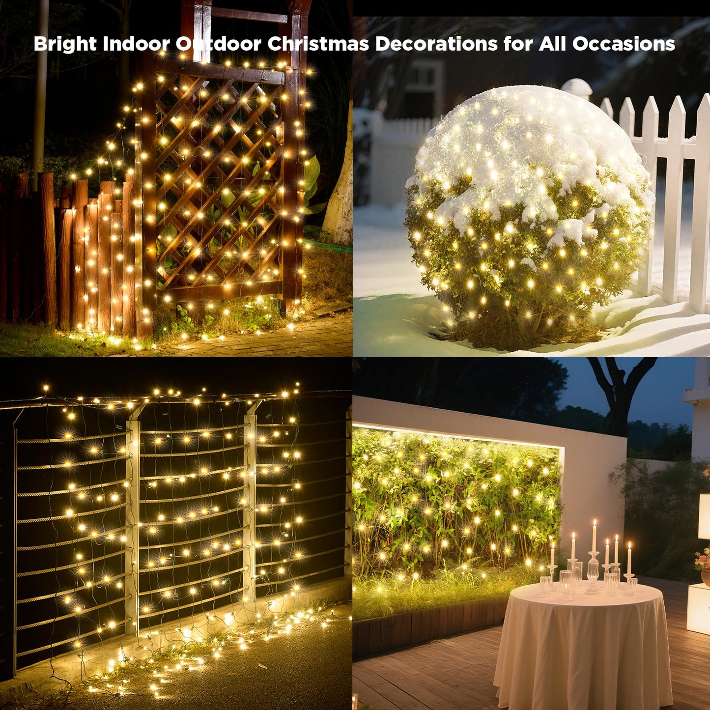 Led Net Lights Christmas Lights Outdoor 200Led 9 ftx 6ft Upgraded WarmWhite Christmas Net Lighting, Waterproof 5mm LED Wide Angle Outdoor Indoor Mesh Net Light for Trees, Bushes, Shrubs Decorations