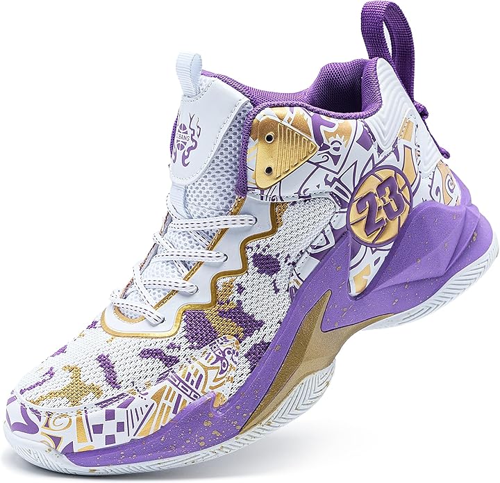Men's Basketball Shoes Breathable Anti Slip Fashionable Graffiti Training Shoes Outdoor Shoes