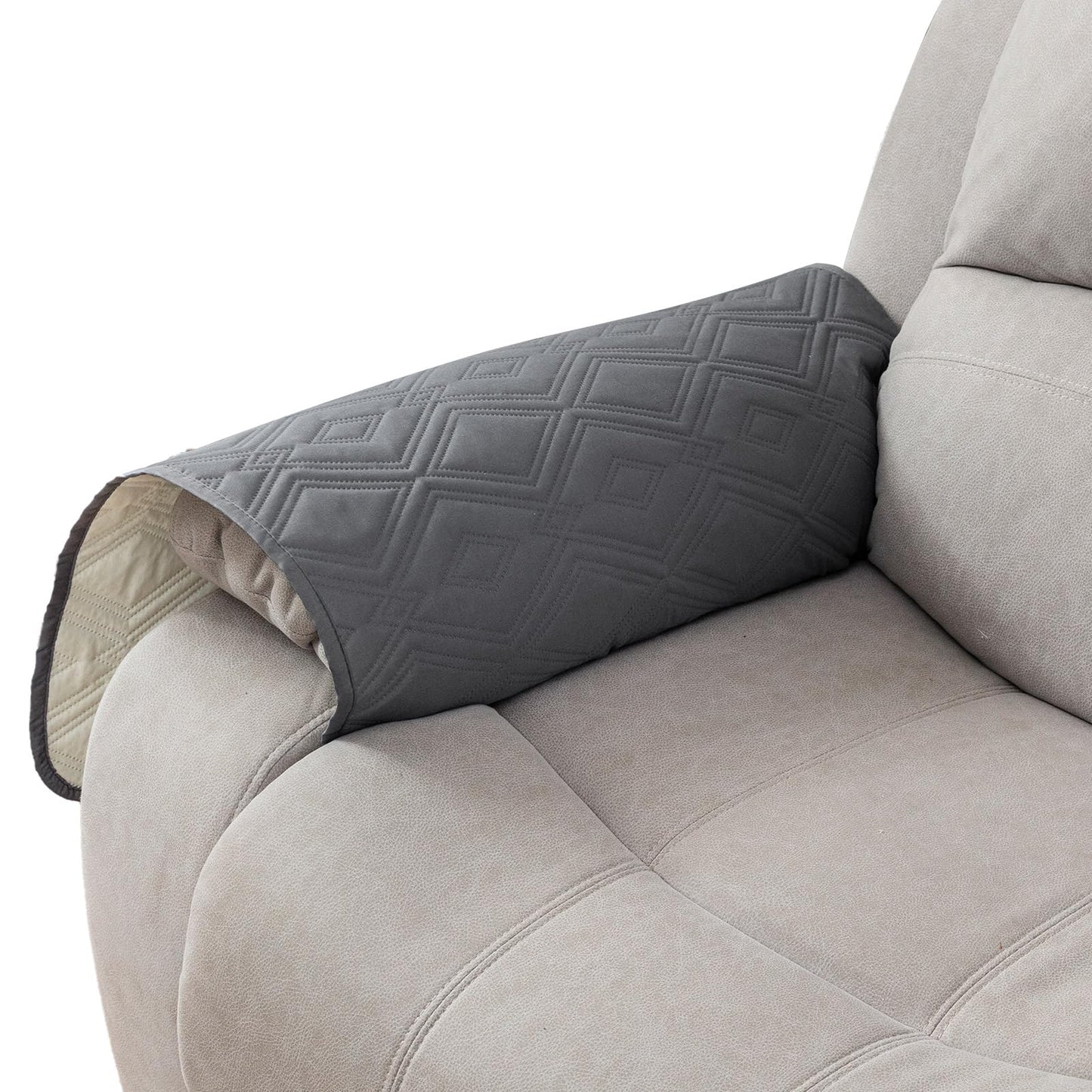 Genina 100% Waterproof Couch Arm Covers Set of 2, Armrest Covers for Sofa Couch Armchair, Anti-Slip Sofa Arm Cover Protectors Armchair Slipcovers for Pets Dogs (Dark Gray)