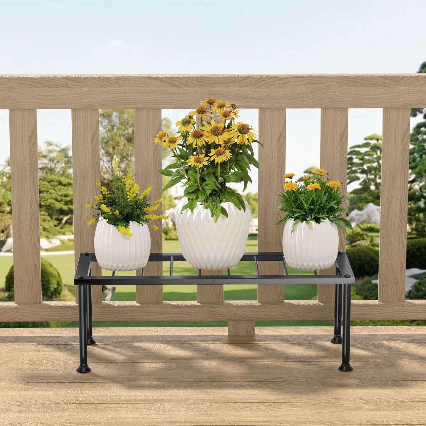 Josmimic 1 Tier Plant Stand: Ladder Plant Holder - Metal Flower Pot Stand - Heavy Duty Flower Rack for Living Room Patio Garden Corner Balcony and Courtyard.