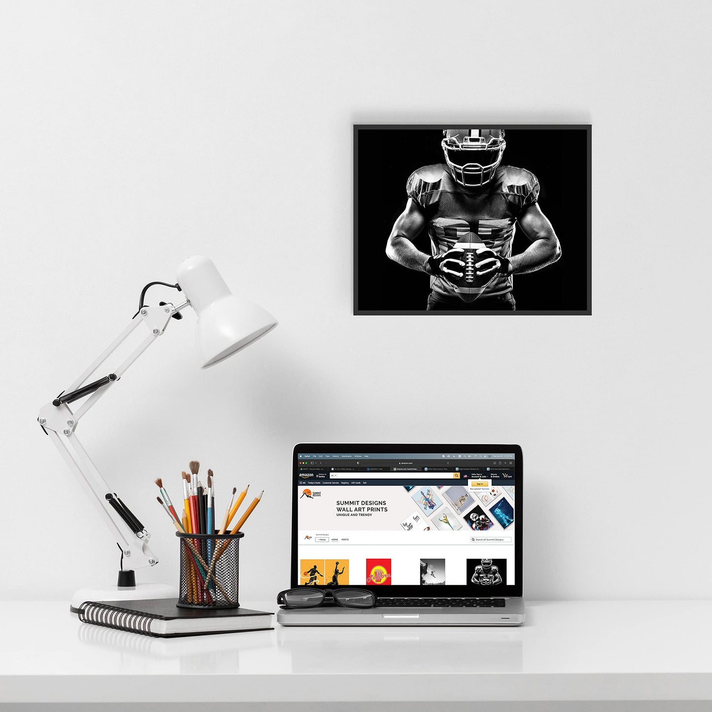 Football Pose Wall Decor Art Prints - Particle Silhouette – Single (11x14) Inch Poster Photos - Man Cave, Bedroom Decor Kids Boys Girls Gift Idea