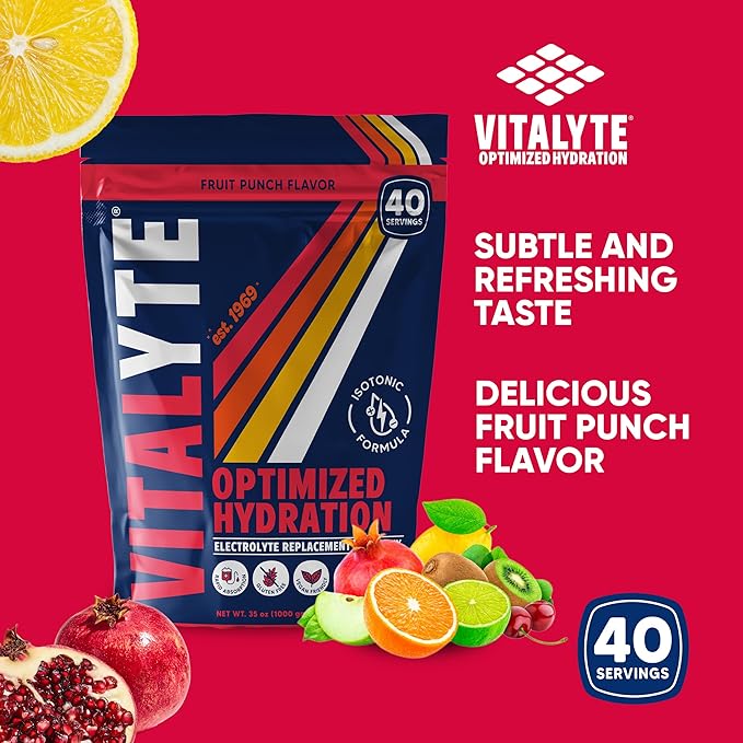 Vitalyte Electrolyte Powder Drink Mix, Isotonic Electrolyte Hydration Mix, Bulk Case Pack (12 Pack, Fruit Punch)