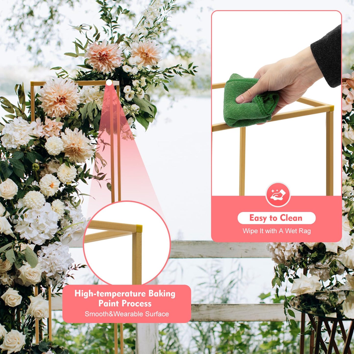 RYIRSHOH 10 Pcs Wedding Centerpieces for Tables, 31.4inch Metal Column Flower Stand, Gold Centerpieces for Table, Geometric Floral Vase for Birthday, Party