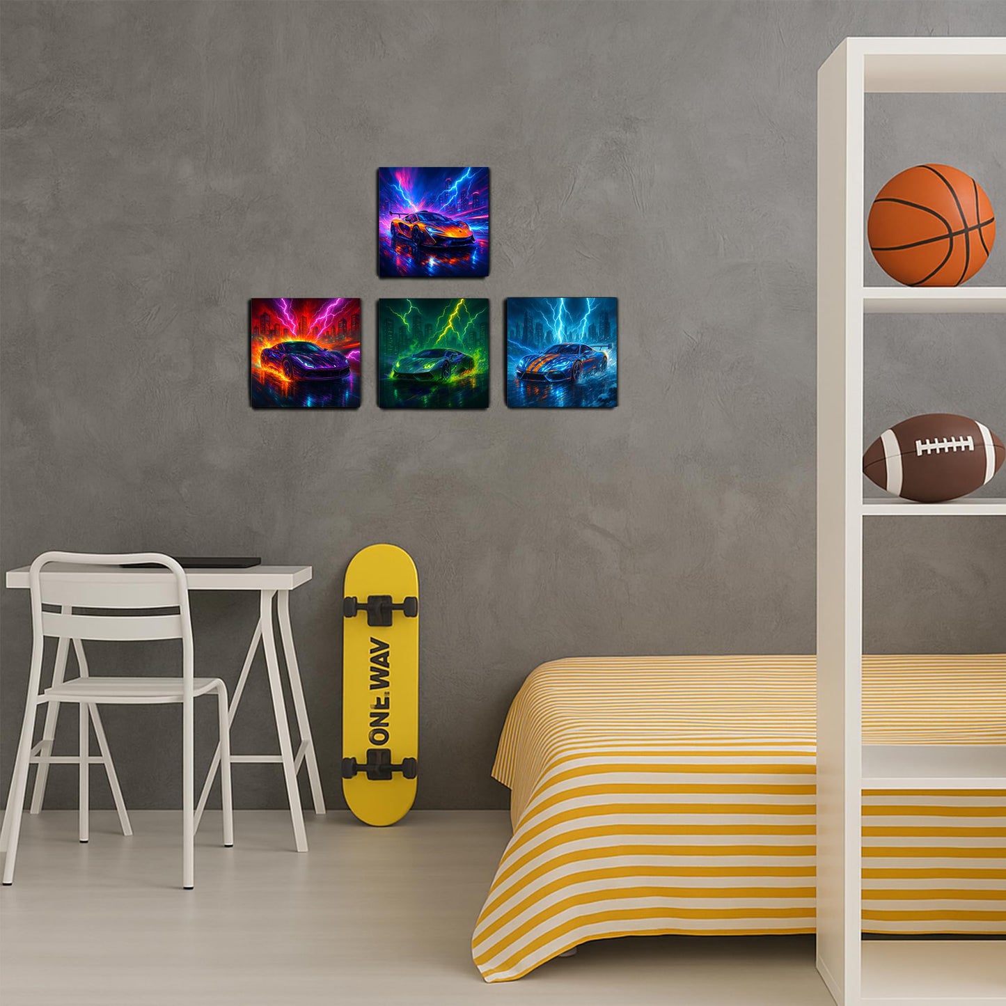 Deveosa Cool Car Painting Pictures Posters Framed Wall Decorations Art Canvas Prints For Boys Bedroom Men Room Decor