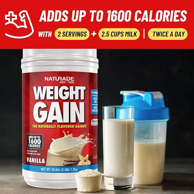 Naturade All-Natural Weight Gain Instant Nutrition Drink Mix, Vanilla, 40.6 Ounce