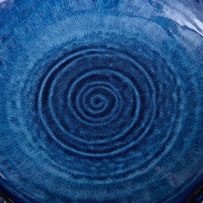 Large Ceramic Decorative Bowl – Blue Reactive Glaze Centerpiece Bowl, Modern Coffee Table Decor Dish, Entryway Catchall Key Bowl, Decorative Fruit Bowl for Dining Table Living Room (12” Dish)
