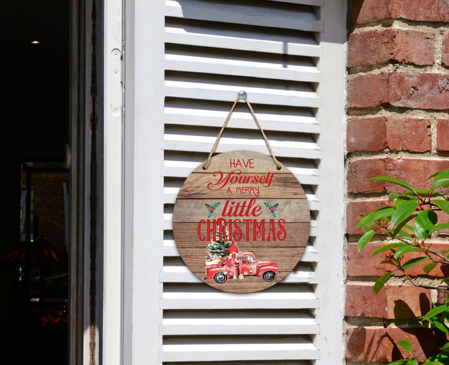 Wooden Welcome Sign For Front Door, Merry Little Christmas Decor Sign, Outdoor Hanging Signs, Farmhouse Front Porch Decor - 12